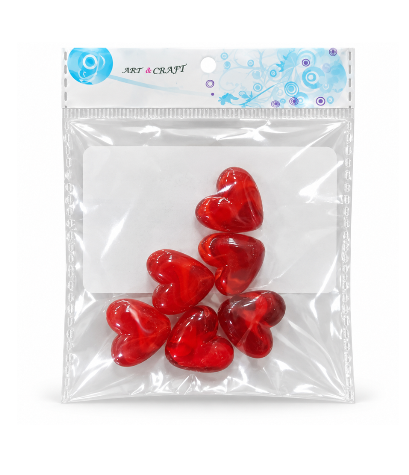 R2BS1913-Red Stone Beads Set (Heart)