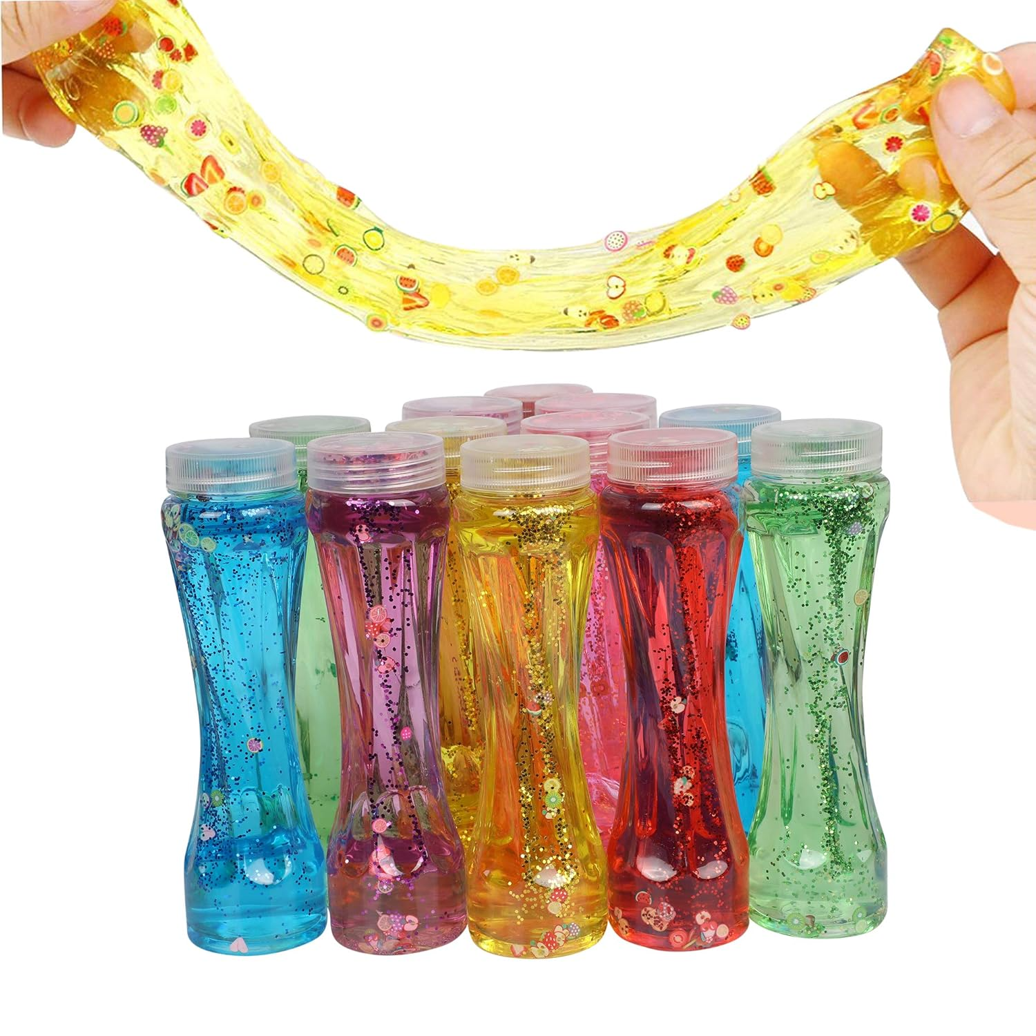 Non Toxic DIY Fruity Glittery Crystal Clay Jelly Slime in for Girls and Boys Kids