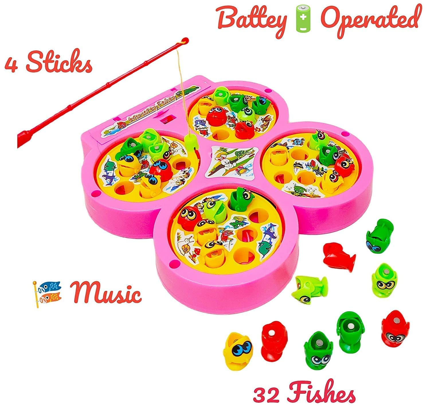 Famous Quality Entertainment for Kids Fish Catching Game for 3 Years and Above, (Assorted Color)