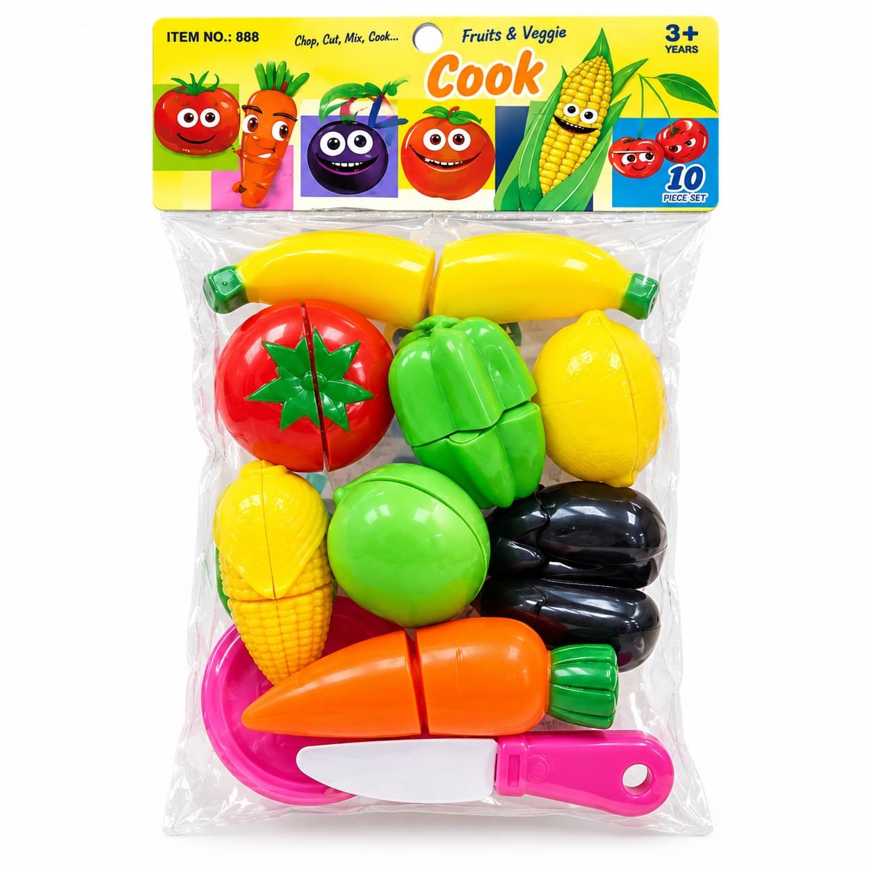 Educational Kids Cutting Fruit Toy Set - Pretend Play Food Kitchen Toys