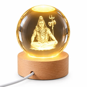Lord Shiva Mahadev Crystal Ball LED Lamp for Spiritual Home Decor