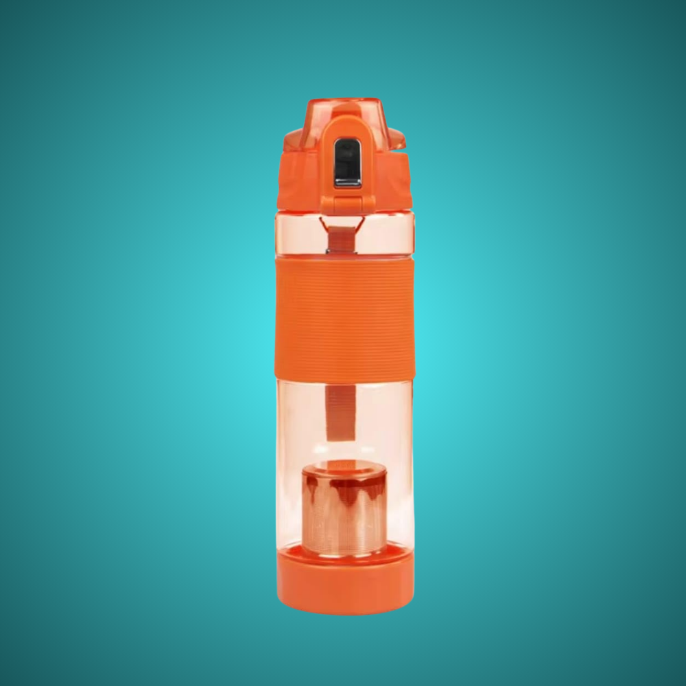 Alkaline Water Bottle 630ml, Orange, Flip-Top Lid with Lock, Infused Cylinder Washable