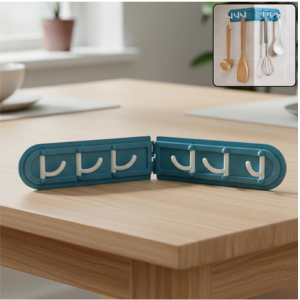Self-Adhesive 6-Hook Wall Rack - No-Drill Organizer for Kitchen, Bathroom, Entryway