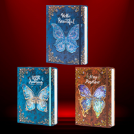 Ruled Journal Notebook, B5 3D Butterfly Embossed Hardcover Writing Journal with Elastic Closure Band, 192 Pages Lined Paper for School, Office, Home, Inches: 5" x 7"
