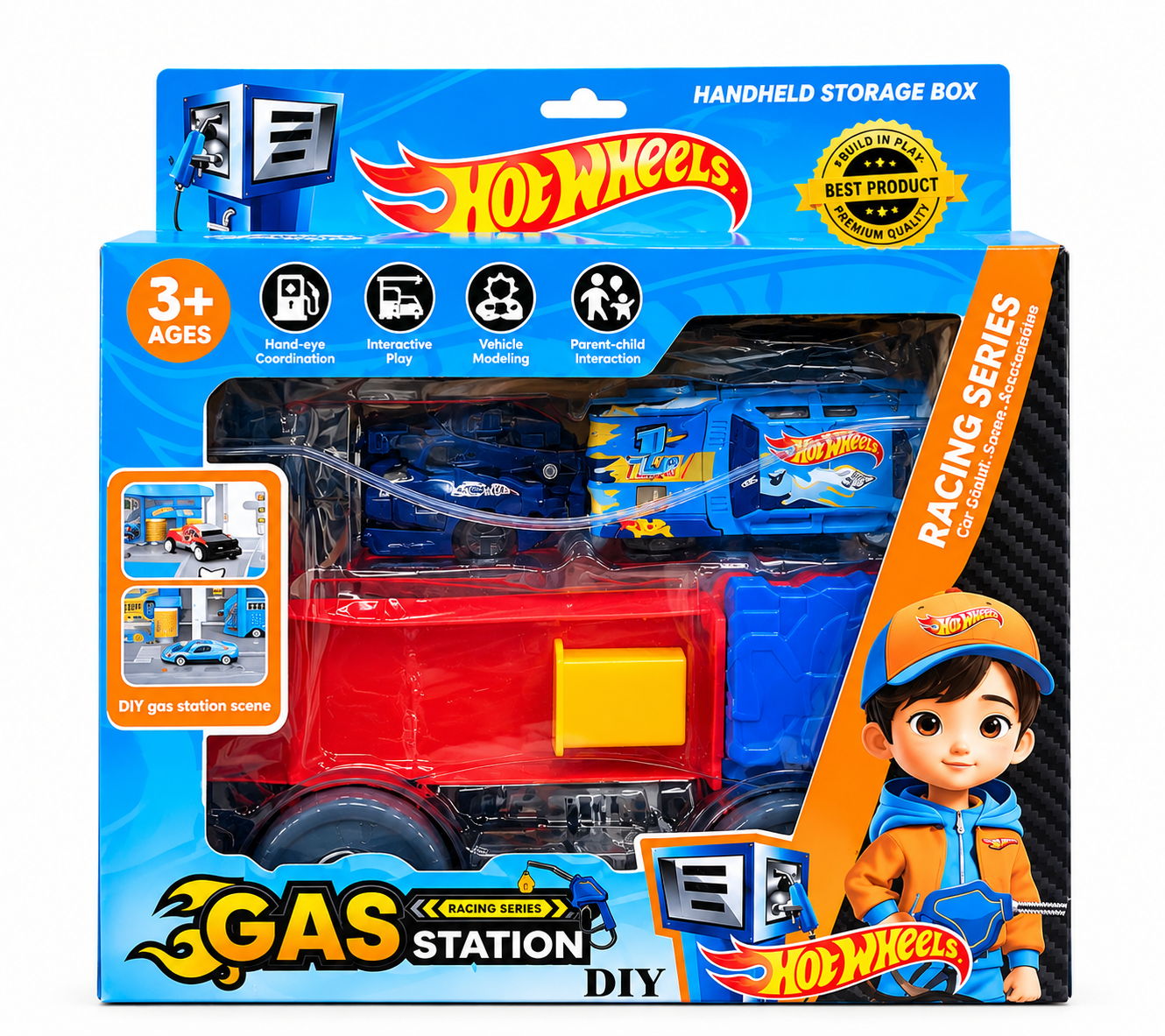 Kids' 2-in-1 Gas Station Playset | Toy Car Service & Fuel Station