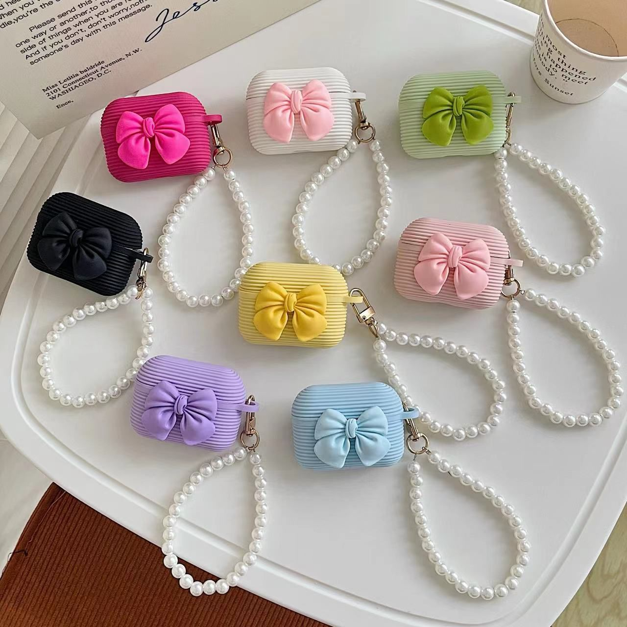 Airpods Pro 2 Case Cover for 2Nd Generation Cute Bow Tie Shock Proof 360-degree Protection Case 3D Design Cover Soft Skin Silicone Compatible 3D Design Headphones Case