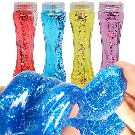 Non Toxic DIY Fruity Glittery Crystal Clay Jelly Slime in for Girls and Boys Kids