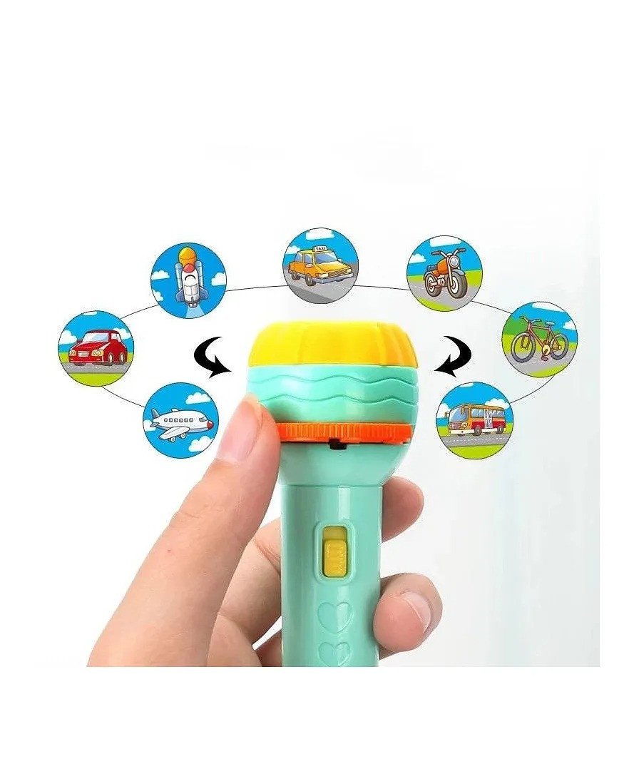 Toys Mini Projector 3 Slids 24 Patterns Flashlight Torch Kids Projection Light Toy Education Learning Night Light Before Going to Bed Best Gift for Kids Sleeping Story Toys for Toddlers ( Color May Va