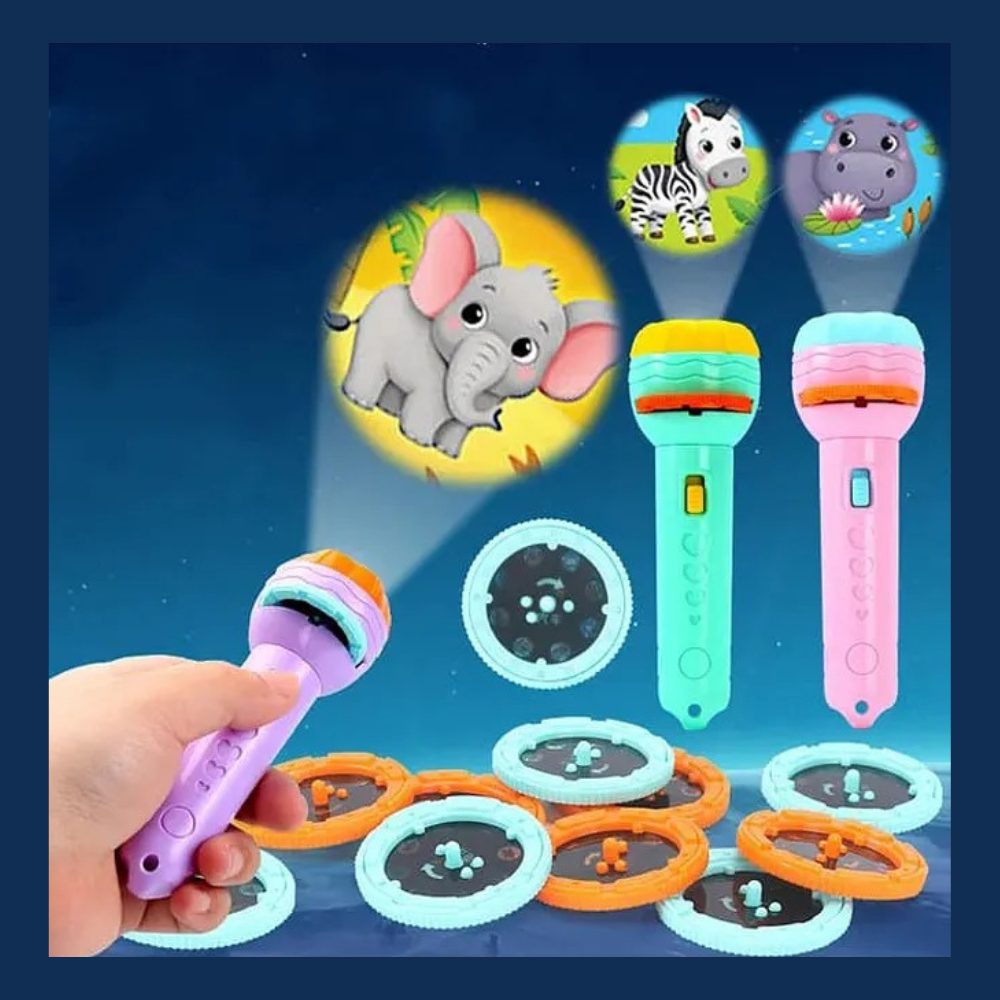 Toys Mini Projector 3 Slids 24 Patterns Flashlight Torch Kids Projection Light Toy Education Learning Night Light Before Going to Bed Best Gift for Kids Sleeping Story Toys for Toddlers ( Color May Va