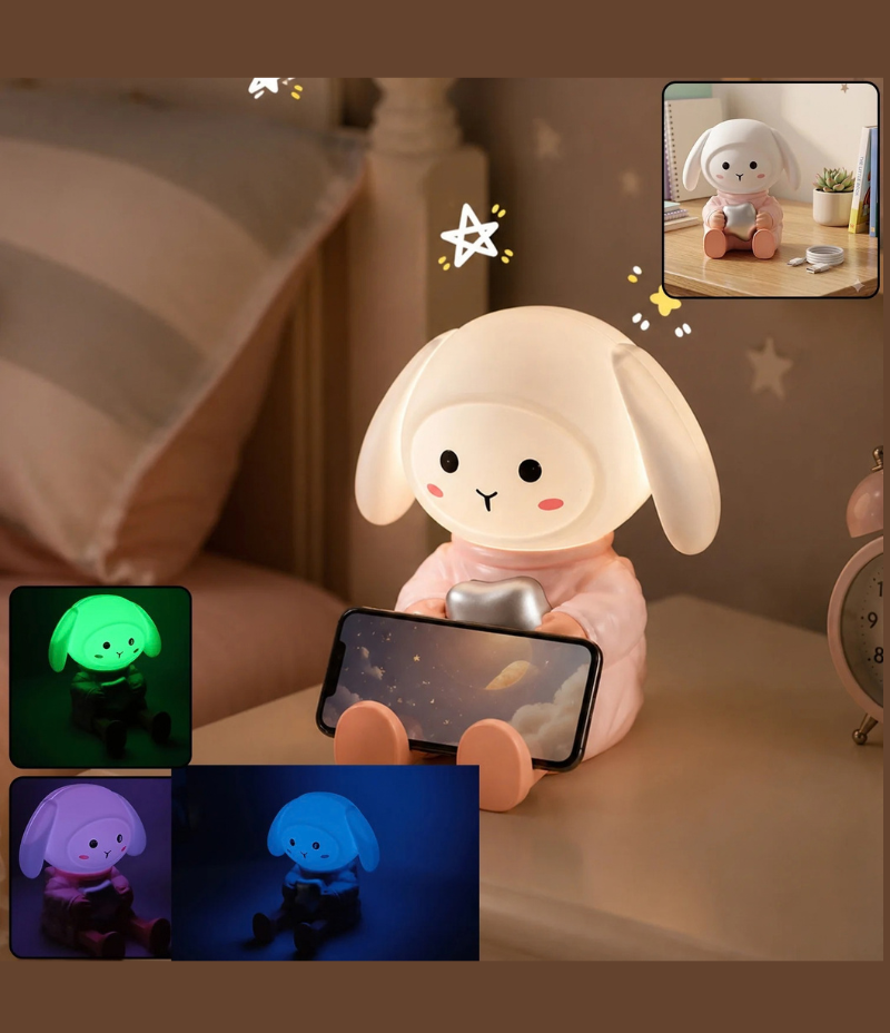 Cute Rabbit LED Night Light & Phone Stand