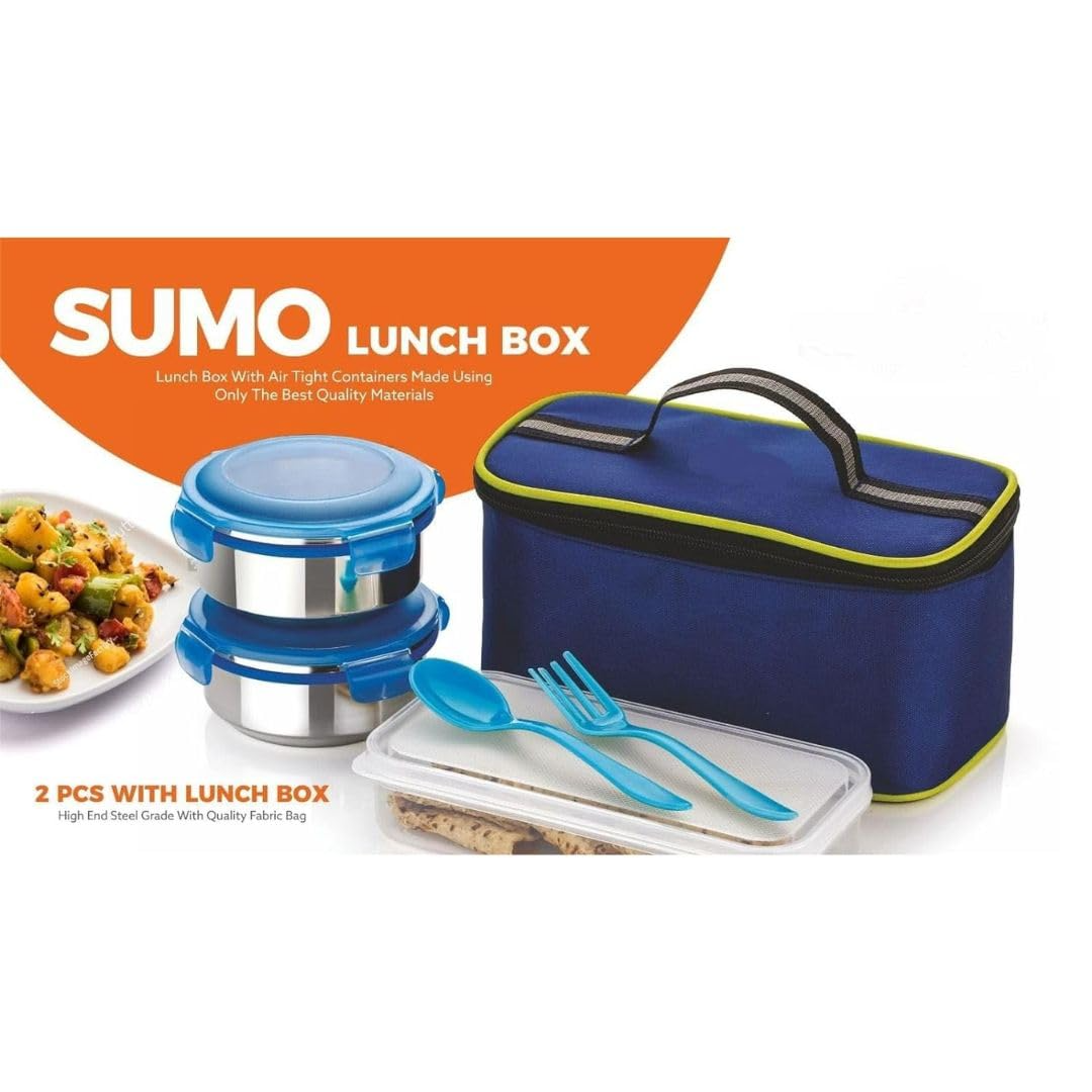 Leakproof & Airtight Stainless Steel Container Multi Compartment Sumo Lunch Box with Bag
