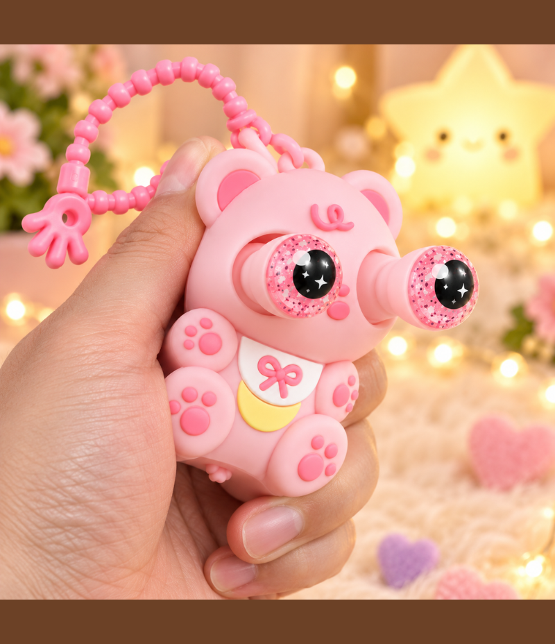 Eye Pop It Fidget Keychain - Sensory Stress Relief Silicone Toy