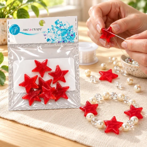 R2BS1912-Red Stone Beads Set (Star)