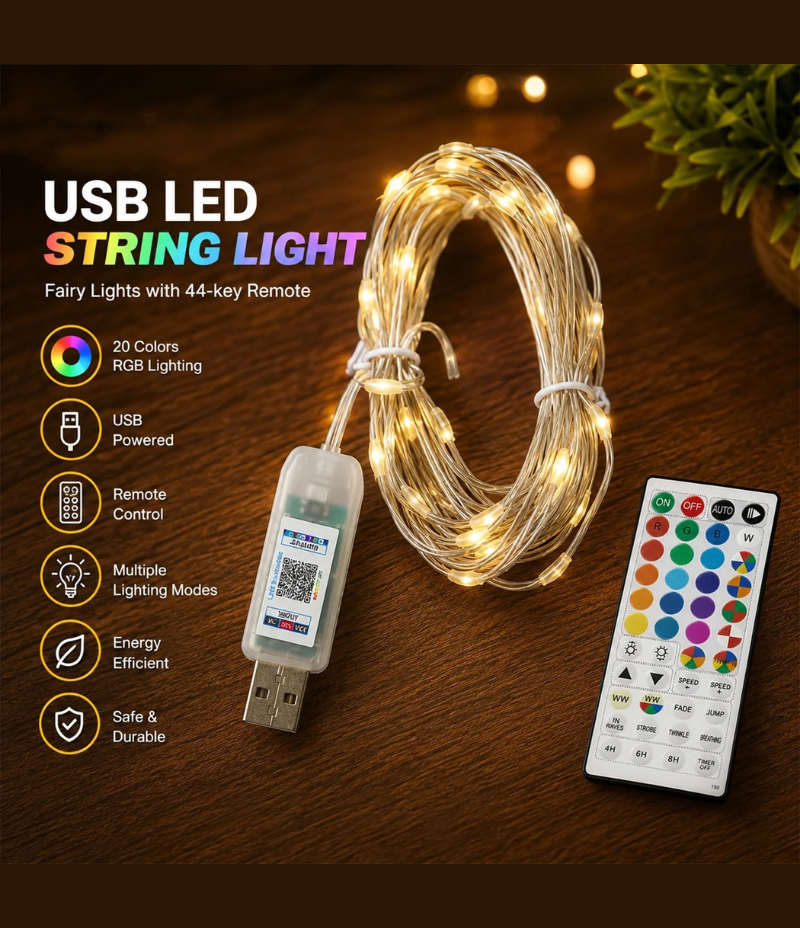 USB RGB LED Festival String Lights with Remote Control
