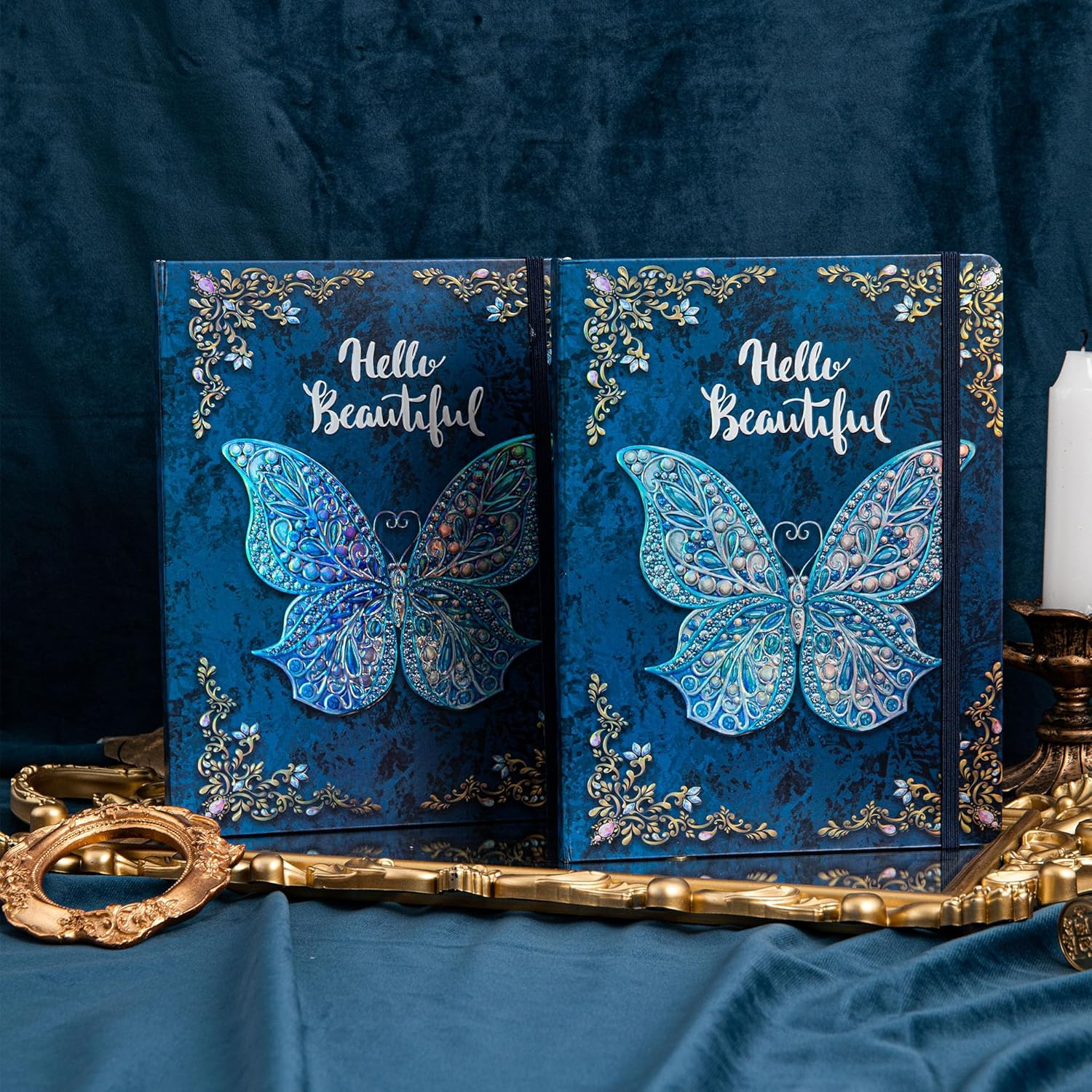 Ruled Journal Notebook, B5 3D Butterfly Embossed Hardcover Writing Journal with Elastic Closure Band, 192 Pages Lined Paper for School, Office, Home, Inches: 5" x 7"