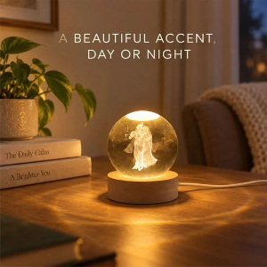 Radhakrishna Crystal Ball LED Lamp | Spiritual Home Decor & Gift