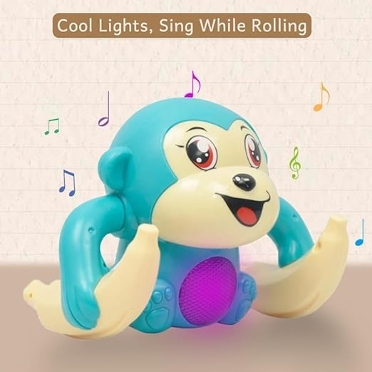 Battery Operated Voice Control Monkey Toy with Musical, Dancing, Spinning,Rolling and Sensor Feature for Gifts/Kids/Babies/Boys/Girls|Mix Color, Power Source:3xAAA Battery(Not Included)