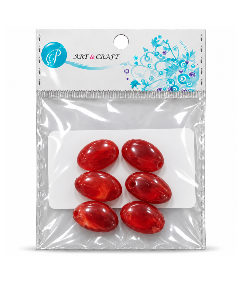 R2BS1911-Red Stone Beads Set (ovel)
